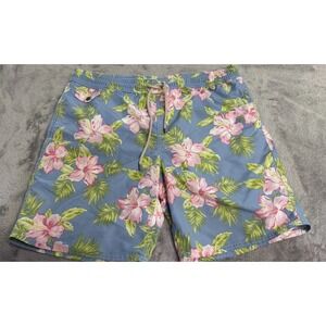 Polo Ralph Lauren Swim Trunks Mens L Blue Floral Hawaiian Board Shorts Tropical